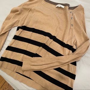 Tan and black striped LOFT sweater